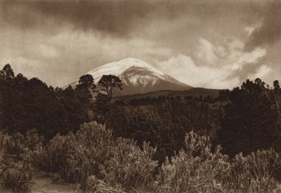 Meksyk: Popocatepetl (zdjęcie czarno-białe) autorstwa Hugo Brehme
