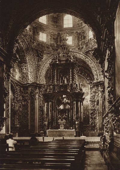 Meksyk: Puebla, kaplica kościoła San Domingo (zdjęcie czarno-białe) autorstwa Hugo Brehme