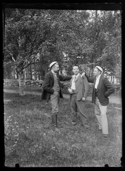 Paul i Hugo Simberg oraz Einar Relander w parku Niemenlautka autorstwa Hugo Simberg