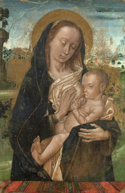 Maryja Dziewica wycisza Dzieciątko Jezus, po 1476 r. autorstwa Hugo van der studio of Goes