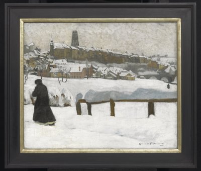 Freiburg w śniegu, ok. 1920 (olej na płótnie) autorstwa Hugues de Beaumont