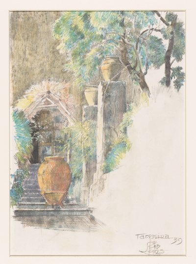 Schody w ogrodzie w Taorminie autorstwa Huib Luns (signed by artist)