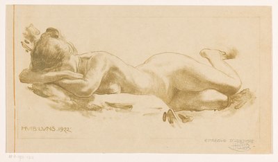 Naga kobieta podatna autorstwa Huib Luns (signed by artist)