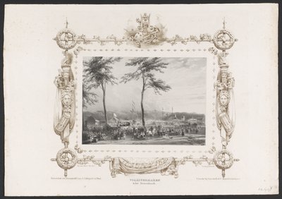 Wesołe miasteczko i inne rozrywki, 1836 Popularna rozrywka w Sterrenbosch / 17 czerwca 1836 (tytuł na obiekcie) Tablice z okazji stulecia Hogeschool Utrechtsche, 1836 (tytuł serii) autorstwa Huib van Hove Bz