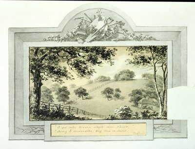 Widok terenu „przed” z Czerwonej Księgi dla Antony House, ok. 1812 (atrament na papierze) (zobacz 170691 dla widoku „po”) autorstwa Humphry Repton