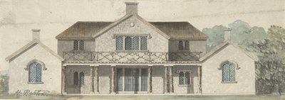 Projekt chaty Ornée w stylu Tudorów, koniec XVIII-początek XIX wieku. autorstwa Humphry Repton