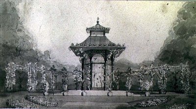 Projekt woliery i pergoli w stylu chińskim autorstwa Humphry Repton