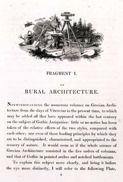 Ilustracja z „Fragmenty z teorii i praktyki ogrodnictwa krajobrazowego”, wyd. 1816 (lito) autorstwa Humphry Repton