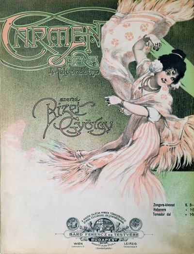 Przednia okładka partytury "Carmen", ok. 1900 r. (ilustracja) autorstwa Hungarian School