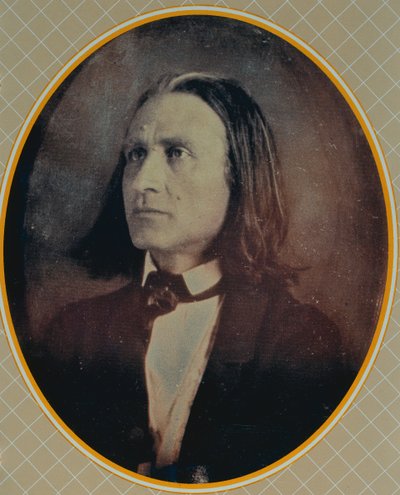 Reprodukcja dagerotypu Franciszka Liszta (1811-86) wykonana ok.1856 autorstwa Hungarian School