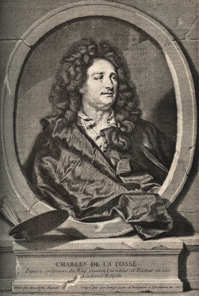 Portret Charlesa de La Fosse (1636-1716) francuskiego malarza - rycina Dumchange autorstwa H. Rigaud autorstwa Hyacinthe (after) Rigaud