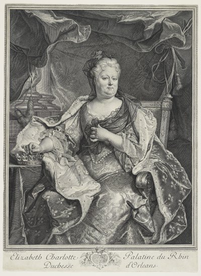 Elżbieta Charlotte Palatine du Rhin, księżna Orleanu, inż. Charles Louis Simmoneau (1645-1728) autorstwa Hyacinthe Francois Rigaud