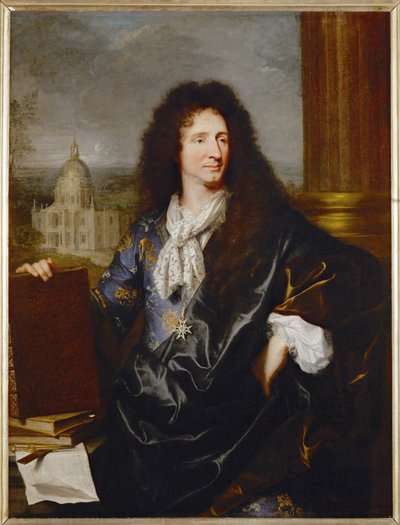 Jules Hardouin-Mansart, pierwszy architekt i nadzorca budynków królewskich, namalowany 1685 ... autorstwa Hyacinthe Francois Rigaud