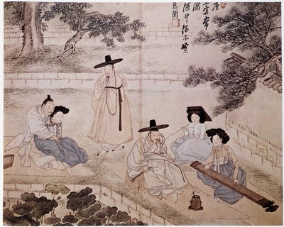 Muzyka, fumery i para w ogrodzie, Korea - Hye-Wol, dynastia Yi autorstwa Hyewon