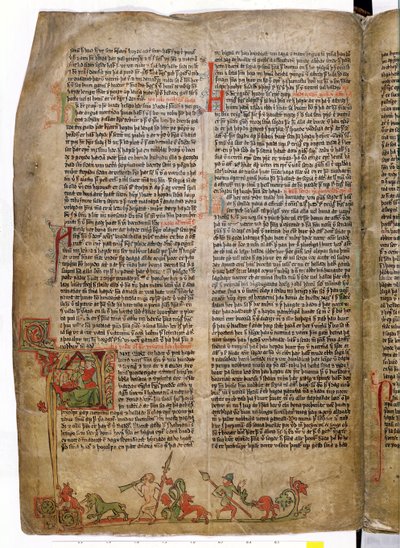 Chrzest króla Olafa Tryggvasona, z Flateyjarbok (Księga Flateya) koniec XIV wieku autorstwa Icelandic School