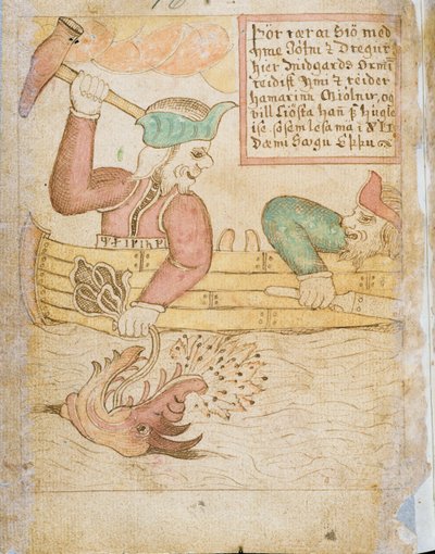 Thor łapie węża Midgardu, z „Melsted