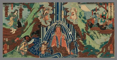 Minamoto no Yorimitsu to także szczęście Ashigara autorstwa Ichieisai Yoshitsuya