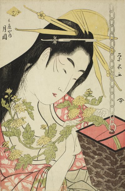 Kurtyzana Tsukioka z Hyogoya, c.1797 autorstwa Ichirakutei Eisui