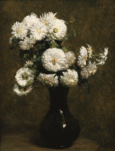 Chryzantemy; Chryzantemy, 1871 autorstwa Ignace Henri Jean Fantin Latour