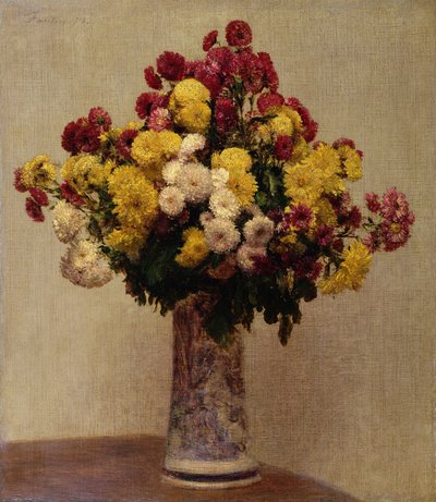 Chryzantemy w wazonie, 1873 autorstwa Ignace Henri Jean Fantin Latour