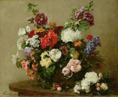 Francuskie róże i piwonie, 1881 autorstwa Ignace Henri Jean Fantin Latour