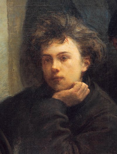 Portret Arthura Rimbauda, fragment obrazu Stół narożny autorstwa Ignace Henri Jean Fantin Latour