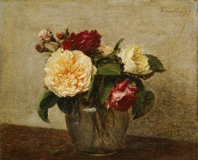 Czerwone i żółte róże, 1879 autorstwa Ignace Henri Jean Fantin Latour