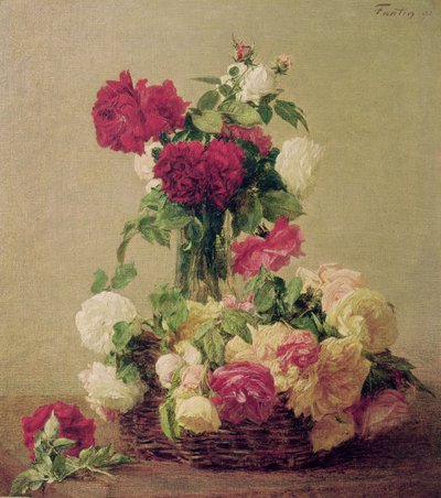 Róże, 1891 autorstwa Ignace Henri Jean Fantin Latour