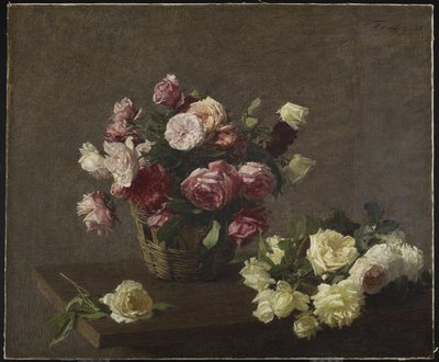 Róże w koszu, czyli róże w koszu, 1888 autorstwa Ignace Henri Jean Fantin Latour