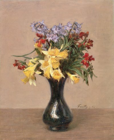 Kwiaty wiosenne, 1869 autorstwa Ignace Henri Jean Fantin Latour