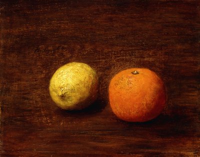 Martwa natura, Cytryna i Pomarańcza; Natura Morte, Citron et Orange, 1868 autorstwa Ignace Henri Jean Fantin Latour