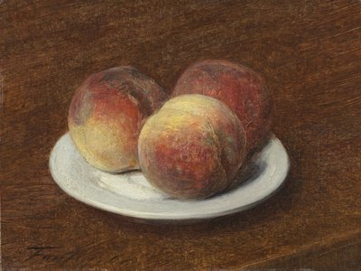 Trzy brzoskwinie na talerzu, 1868 (olej na papierze na płótnie) autorstwa Ignace Henri Jean Fantin Latour