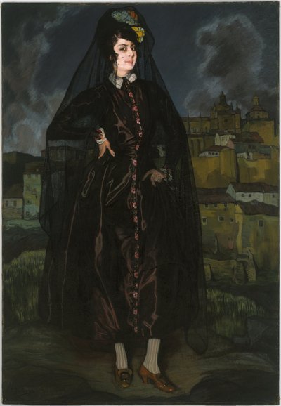 Portret Anity Ramírez w czerni autorstwa Ignacio Zuloaga