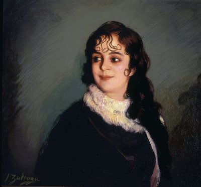 (PORTRET DZIEWCZYNY Z LOKÓW NA CZORZE I NA BOKACH) - XX WIEK autorstwa Ignacio Zuloaga y Zabaleta