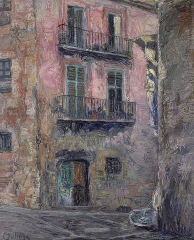CALLE DEL ANGEL DE GERONA - 1931 - OLEJ / Płótno - 80 × 67 CM autorstwa Ignacio Zuloaga y Zabaleta
