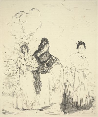 Las Manolas, c.1899 (sucha igła) autorstwa Ignacio Zuloaga y Zabaleta
