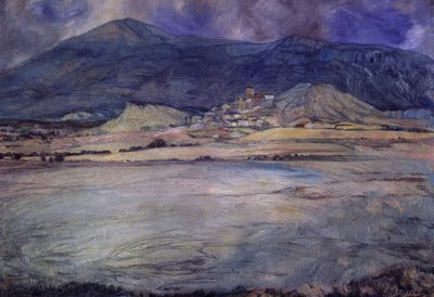 MIASTO ZARAGOZA - ESCO - XX WIEK - OLEJ / PŁÓTNO - 90 X 30 CMS autorstwa Ignacio Zuloaga y Zabaleta