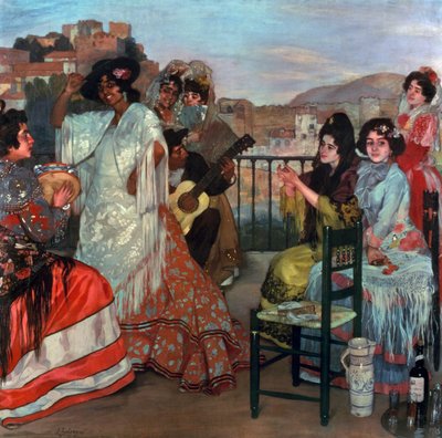Gra na gitarze na balkonie, ok. 1903 r. autorstwa Ignacio Zuloaga y Zabaleta