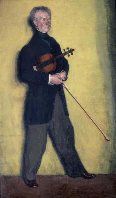 Portret skrzypka Larrapide – 1910 – 185 × 111 cm – olej na płótnie autorstwa Ignacio Zuloaga y Zabaleta