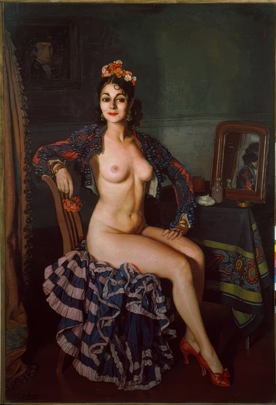 Portret La Oterito w jej garderobie autorstwa Ignacio Zuloaga y Zabaleta