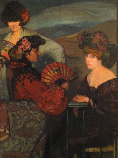 Hiszpanki i Angielka na balkonie, 1900. autorstwa Ignacio Zuloaga y Zabaleto