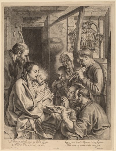 Adoracja pasterzy autorstwa Ignatius Cornelis Marinus after Jacob Jordaens