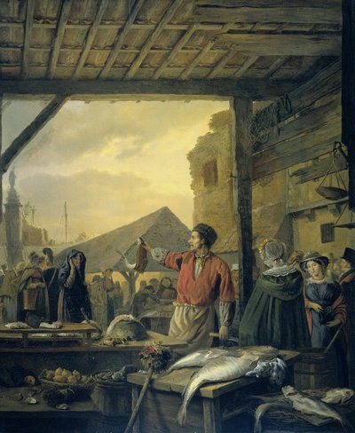 Targ rybny w Antwerpii autorstwa Ignatius Josephus van Regemorter