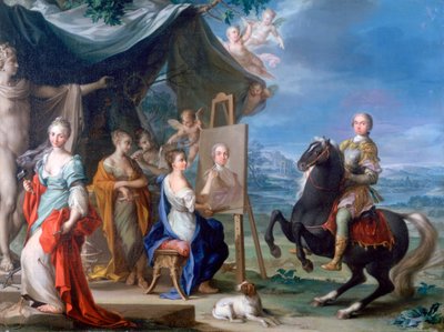 „Portret jeździecki szlachcica... jako obrońcy sztuki”, c1699-1748 autorstwa Ignaz Stern