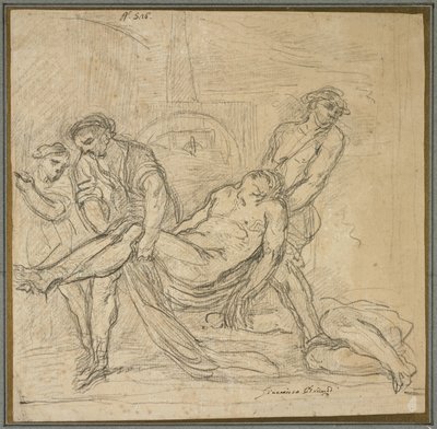 Św. Abdona i Św. Sennena grzebią chrześcijańskich męczenników, 1653-1657 autorstwa Il and Brueghel, Abraham Borgognone