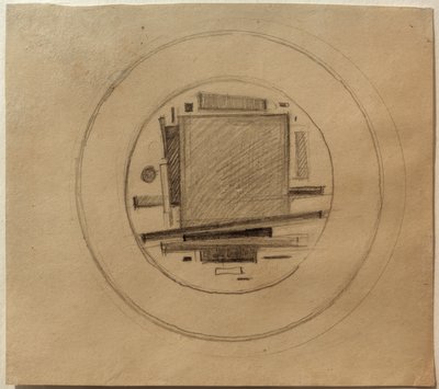Szkic obrazu suprematystycznego na porcelanę autorstwa Ilja Grigorjewitsch  Tschaschnik