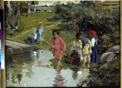Dzieci Fishing par Pryanisznikow, Illarion Michajłowicz (1840-1894) autorstwa Illarion Mikhailovich Pryanishnikov