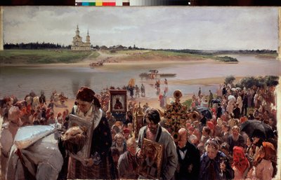 Procesja wielkanocna. Obraz Illariona Michajłowicza Pryanisznikowa (1840-1894), olej na płótnie autorstwa Illarion Mikhailovich Pryanishnikov