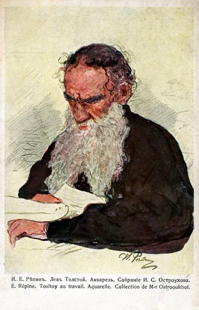 Lew Tołstoj w pracy – Repin autorstwa Ilya Efimovich (after) Repin