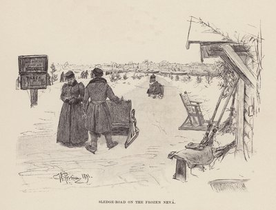 Tor saneczkowy na Fronzen Neva (grawerunek) autorstwa Ilya Efimovich (after) Repin